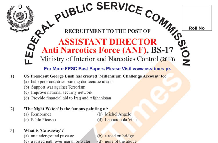 Assistant Director Anti Narcotics Force (ANF), BS-17