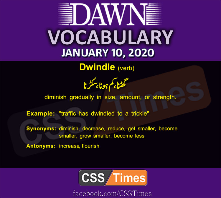 Daily English Vocabulary with Urdu Meaning (10 January 2020)