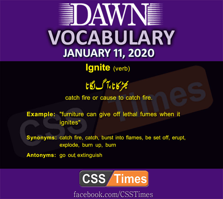 Daily English Vocabulary with Urdu Meaning (11 January 2020)