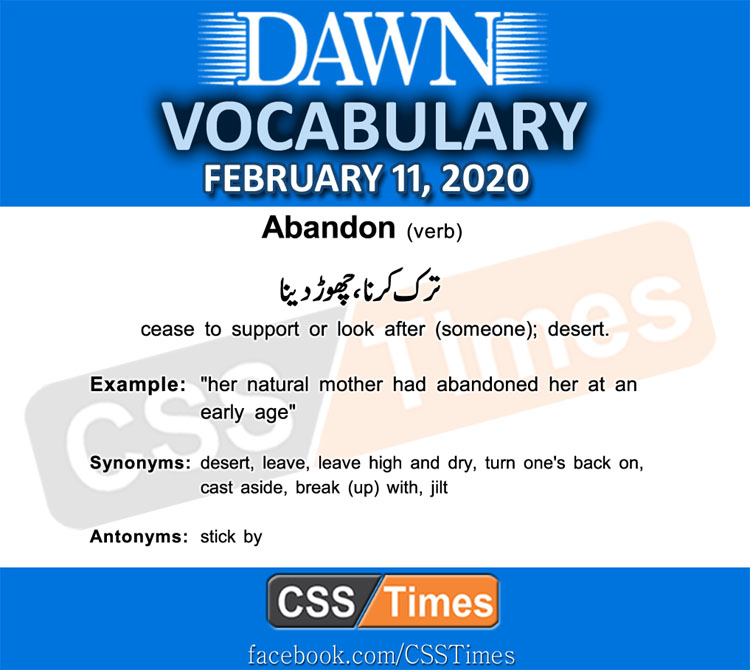 Daily DAWN News Vocabulary with Urdu Meaning (11 February 2020)