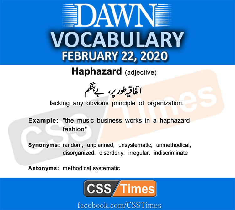 Daily DAWN News Vocabulary with Urdu Meaning (22 February 2020)