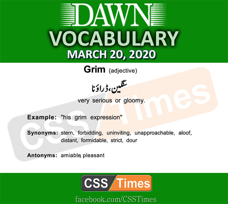 Daily DAWN News Vocabulary with Urdu Meaning (20 March 2020)