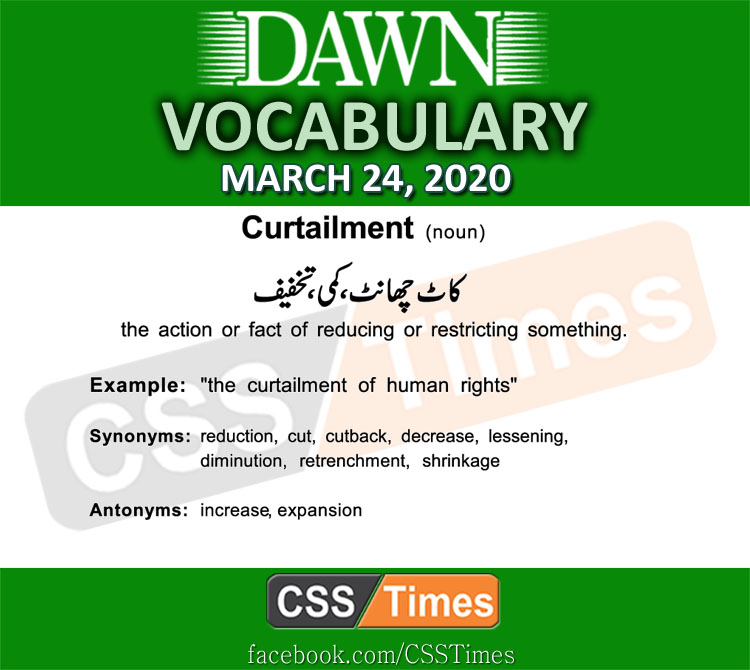 Daily DAWN News Vocabulary with Urdu Meaning (24 March 2020)