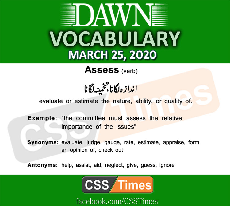 Daily DAWN News Vocabulary with Urdu Meaning (25 March 2020)