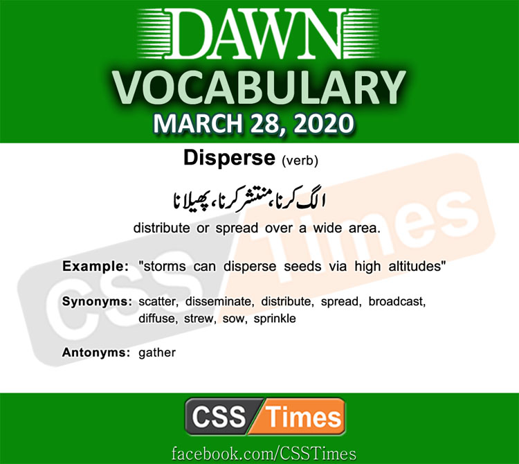 Daily DAWN News Vocabulary with Urdu Meaning (28March 2020)