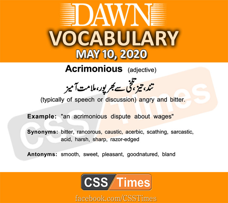Daily DAWN News Vocabulary with Urdu Meaning (10 May 2020)