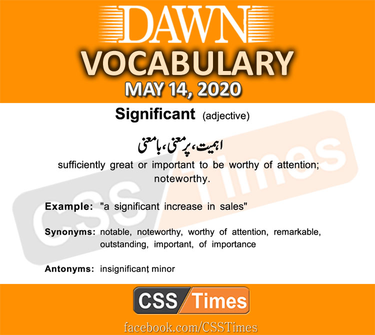 Daily DAWN News Vocabulary with Urdu Meaning (14 May 2020)
