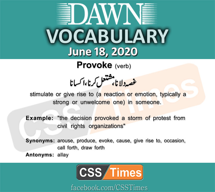 Daily DAWN News Vocabulary with Urdu Meaning (18 June 2020)