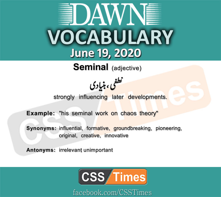 Daily DAWN News Vocabulary with Urdu Meaning (19 June 2020)