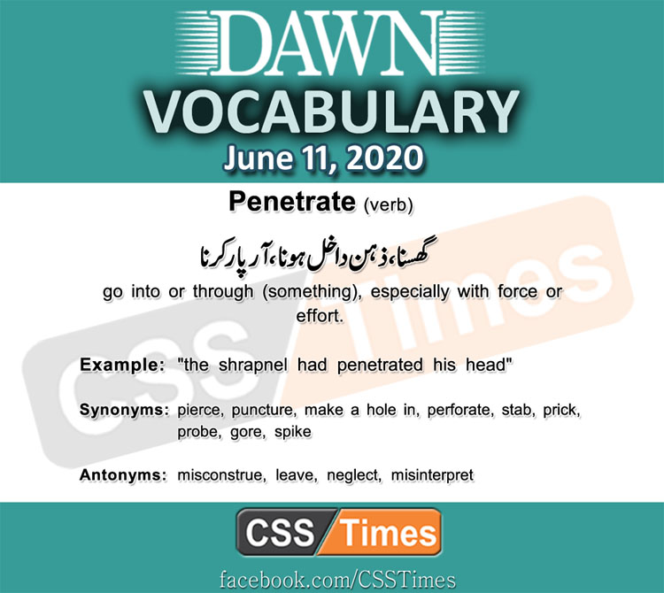 Daily DAWN News Vocabulary with Urdu Meaning