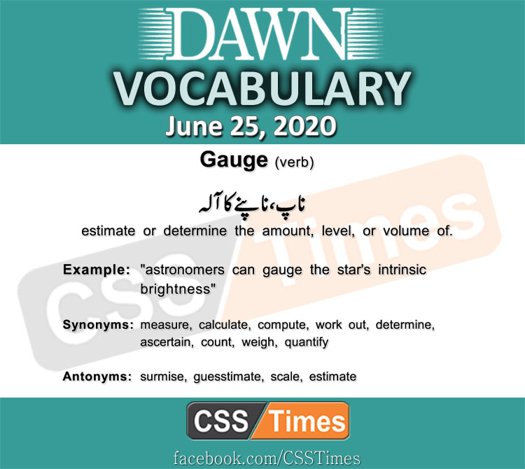 Daily DAWN News Vocabulary with Urdu Meaning (25 June 2020)