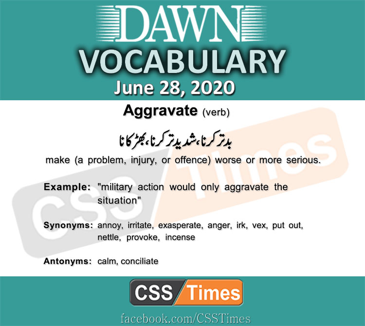 Daily DAWN News Vocabulary with Urdu Meaning (28 June 2020)