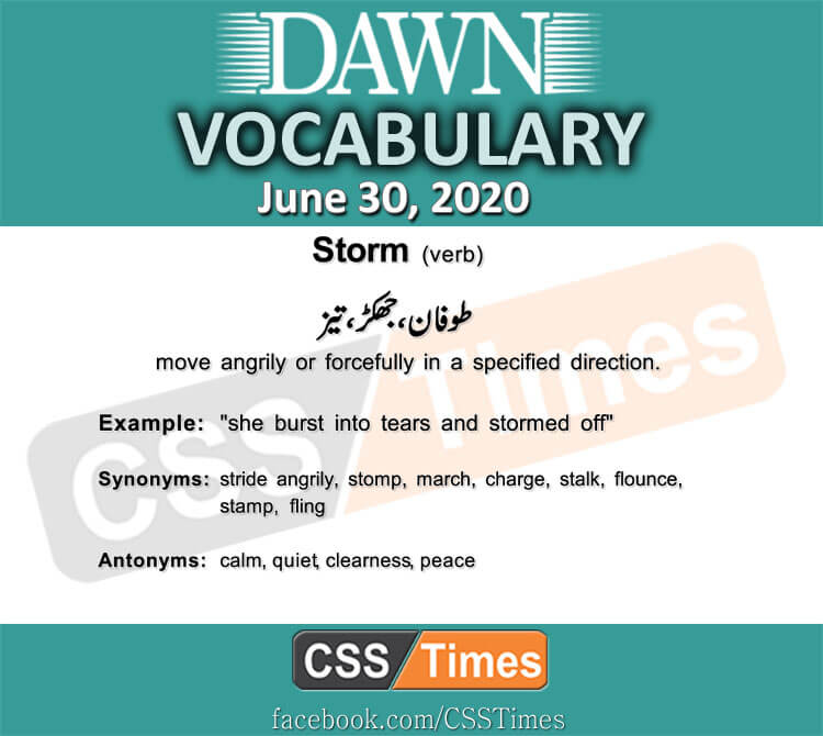 Daily DAWN News Vocabulary with Urdu Meaning (30 June 2020)