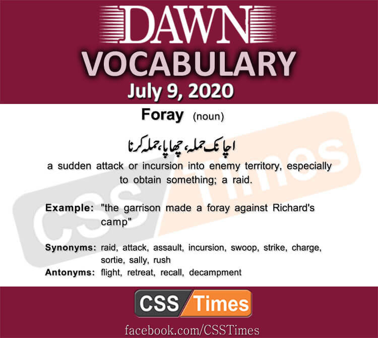 Daily DAWN News Vocabulary with Urdu Meaning (09 July 2020)