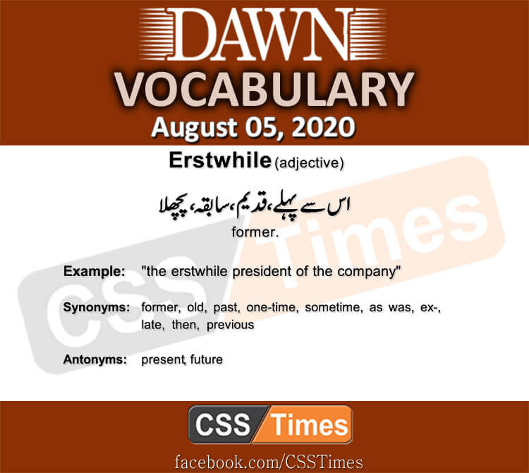 Daily DAWN News Vocabulary with Urdu Meaning (5 August 2020)