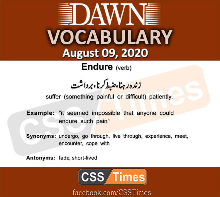 Daily DAWN News Vocabulary with Urdu Meaning (9 August 2020)