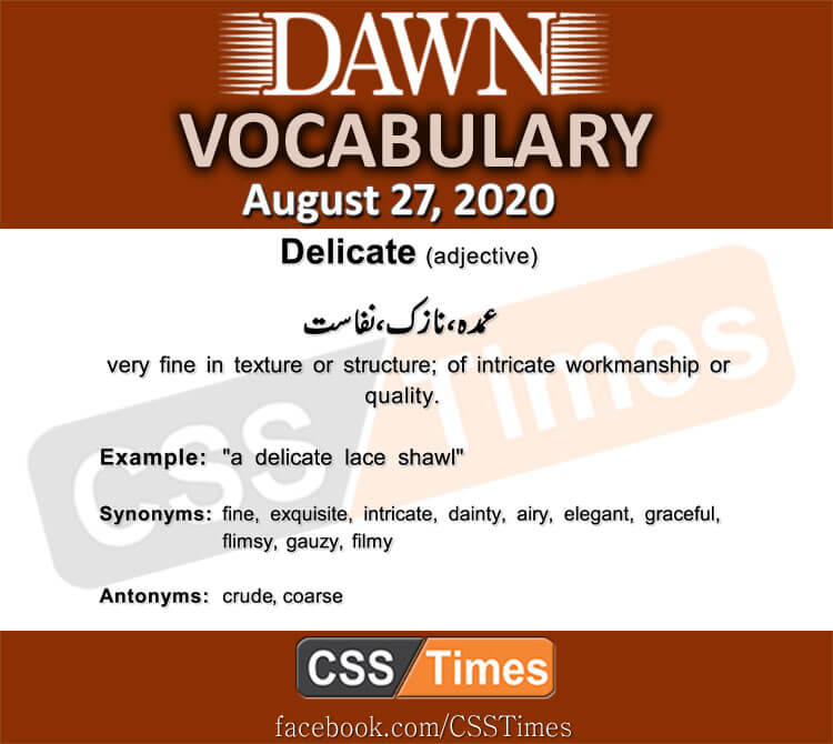 Daily DAWN News Vocabulary with Urdu Meaning (27 August 2020)