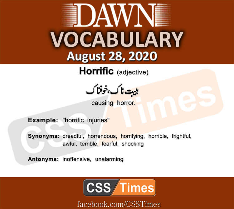 Daily DAWN News Vocabulary with Urdu Meaning (28 August 2020)