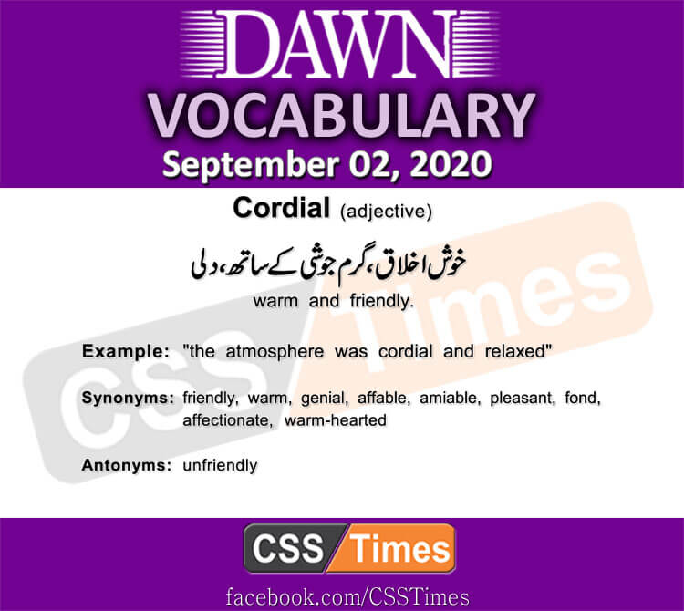 Daily DAWN News Vocabulary with Urdu Meaning (02 September 2020)