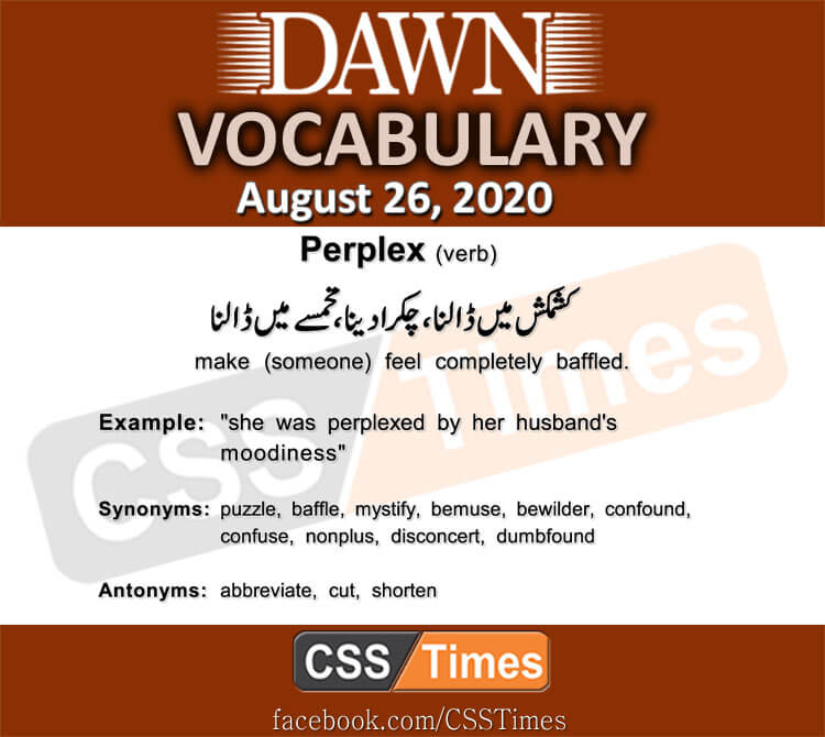 Daily DAWN News Vocabulary with Urdu Meaning (26 August 2020)
