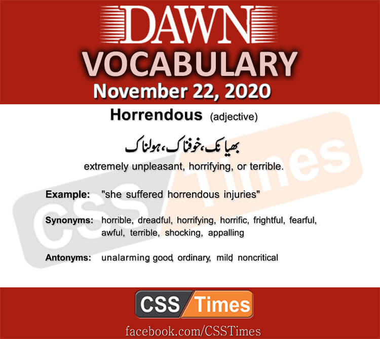 Daily DAWN News Vocabulary with Urdu Meaning (22 November 2020)