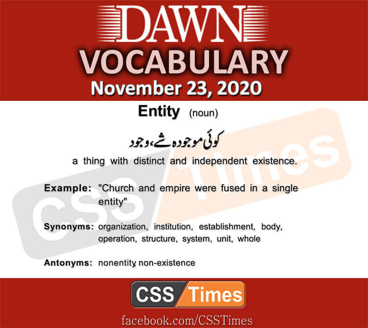 Daily DAWN News Vocabulary with Urdu Meaning (23 November 2020)