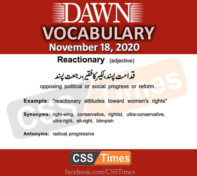 Daily DAWN News Vocabulary with Urdu Meaning (18 November 2020)