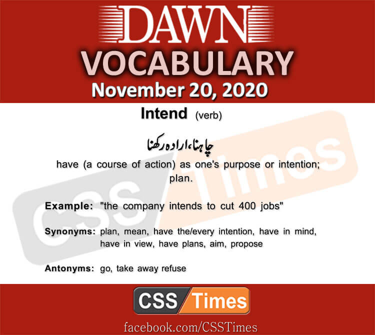 Daily DAWN News Vocabulary with Urdu Meaning (20 November 2020)