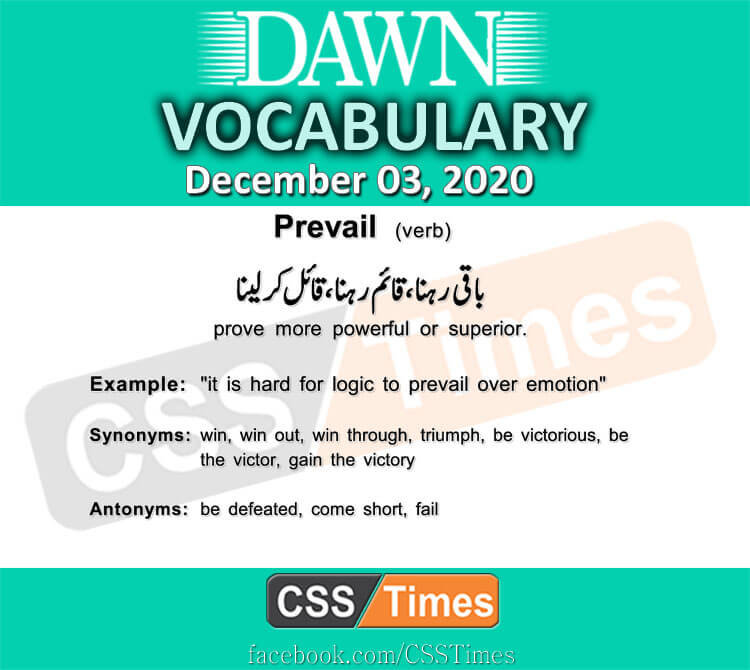 Daily DAWN News Vocabulary with Urdu Meaning (03 December 2020)
