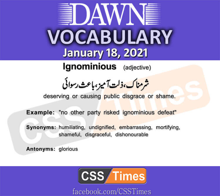 Daily DAWN News Vocabulary with Urdu Meaning (18 January 2021)