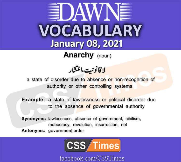 Daily DAWN News Vocabulary with Urdu Meaning (08 January 2021)