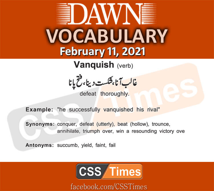 Daily DAWN News Vocabulary with Urdu Meaning (11 February 2021)