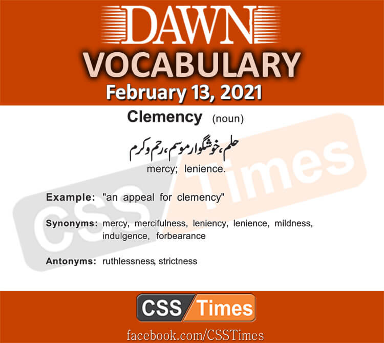Daily DAWN News Vocabulary with Urdu Meaning (13 February 2021)