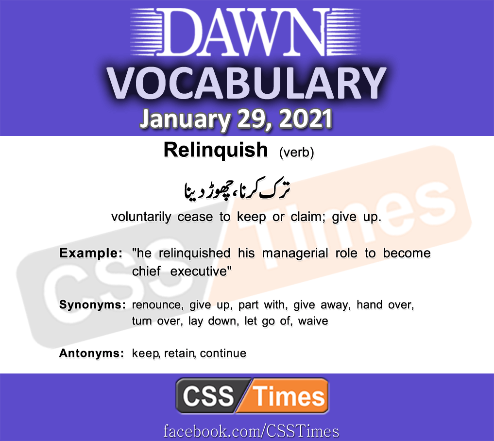 Daily DAWN News Vocabulary with Urdu Meaning (27 January 2021)