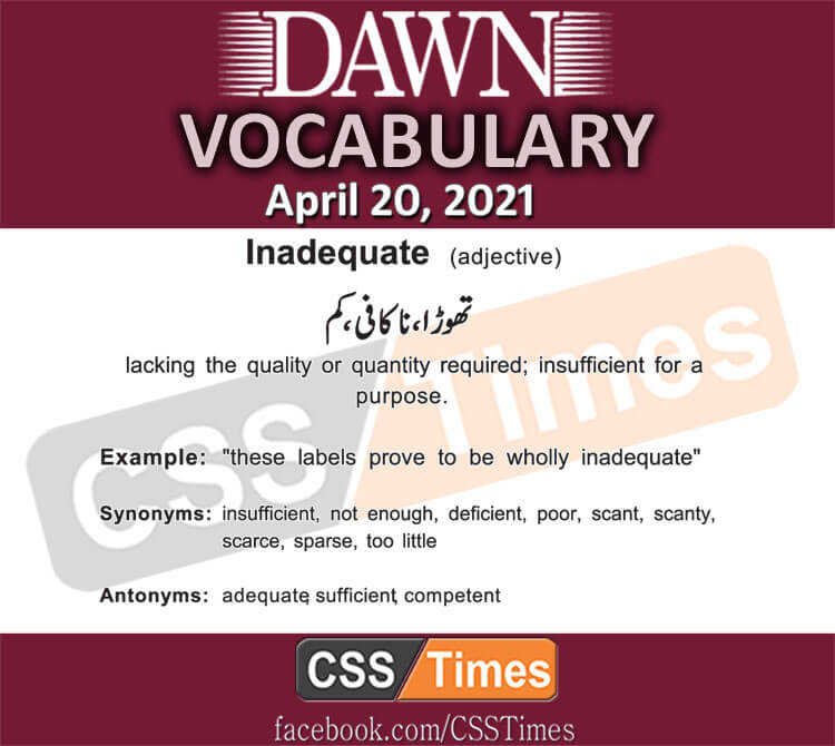 Daily DAWN News Vocabulary with Urdu Meaning (20 April 2021)