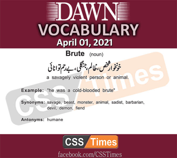 Daily DAWN News Vocabulary with Urdu Meaning (01 April 2021)