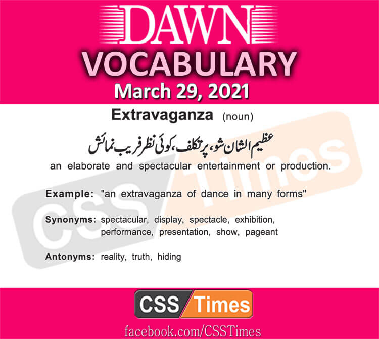 Daily DAWN News Vocabulary with Urdu Meaning (29 March 2021)