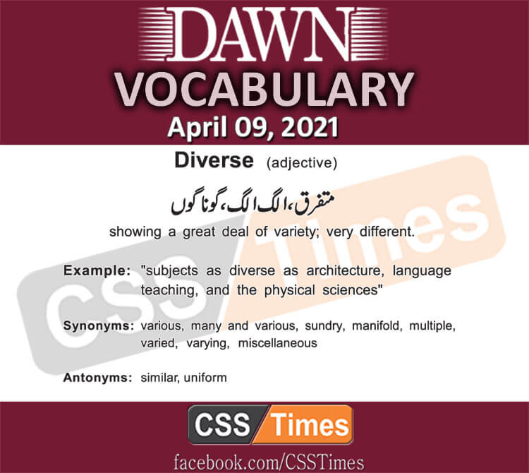 Daily DAWN News Vocabulary with Urdu Meaning (09 April 2021)