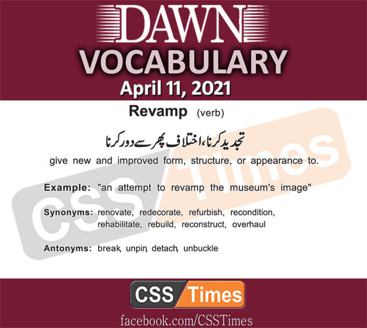 Daily DAWN News Vocabulary with Urdu Meaning (11 April 2021)