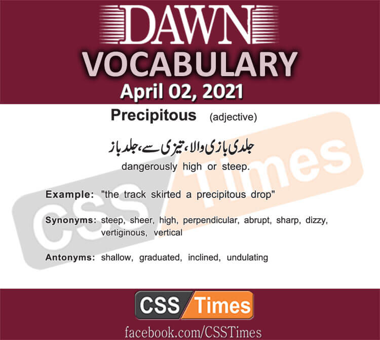 Daily DAWN News Vocabulary with Urdu Meaning (02 April 2021)