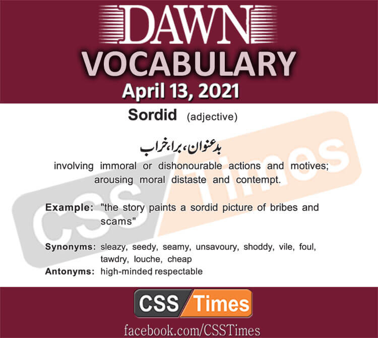 Daily DAWN News Vocabulary with Urdu Meaning (13 April 2021)