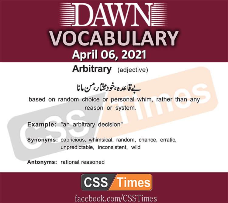 Daily DAWN News Vocabulary with Urdu Meaning (06 April 2021)
