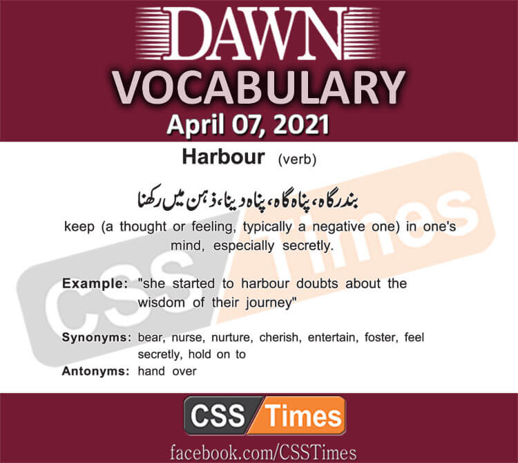 Daily DAWN News Vocabulary with Urdu Meaning (07 April 2021)
