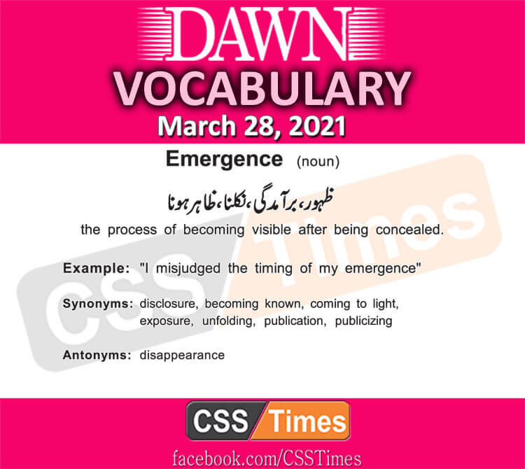 Daily DAWN News Vocabulary with Urdu Meaning (28 March 2021)