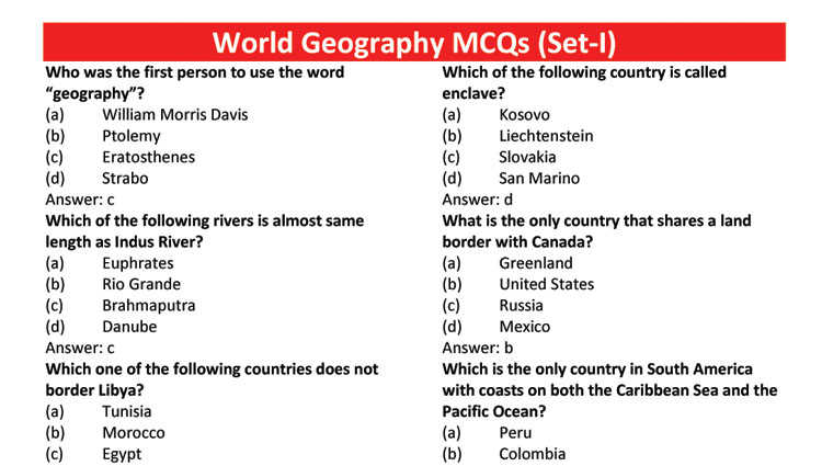 World Geography MCQs (Set-I)