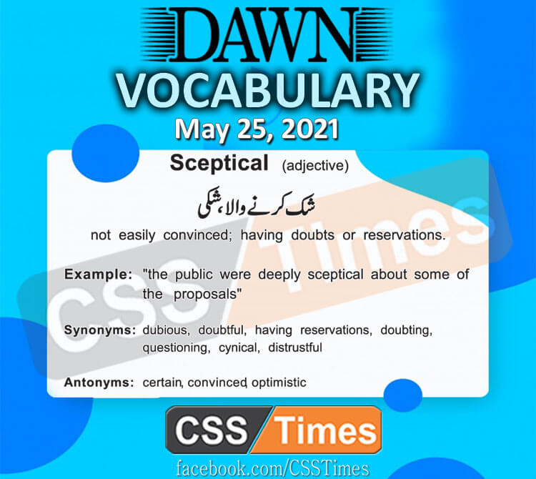 Daily DAWN News Vocabulary with Urdu Meaning (25 May 2021)