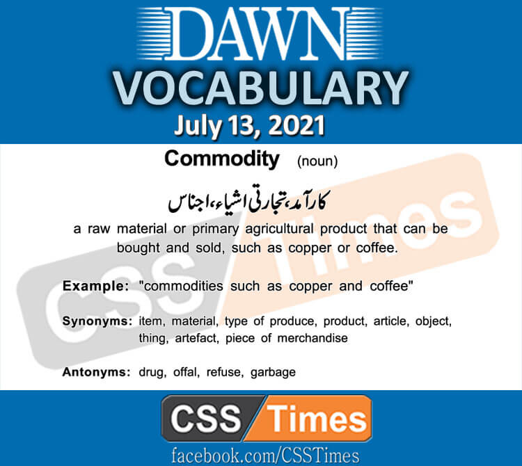 Daily DAWN News Vocabulary with Urdu Meaning (13 July 2021)