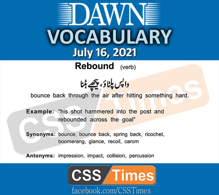 Daily DAWN News Vocabulary with Urdu Meaning (16 July 2021)