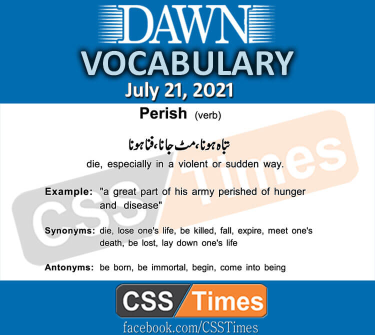 Daily DAWN News Vocabulary with Urdu Meaning (21 July 2021)