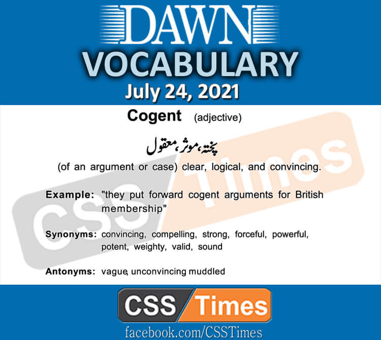 Daily DAWN News Vocabulary with Urdu Meaning (24 July 2021)